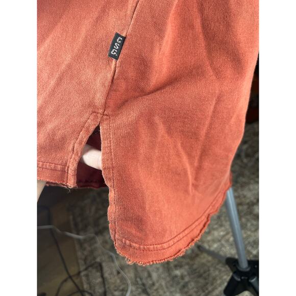 CSG deep rust oversized pullover top tunic reform line raw hem Sz S - Picture 2 of 5
